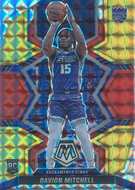 Davion Mitchell 2021 Mosaic #208 Choice Fusion Red & Yellow /88 Rookie RAW