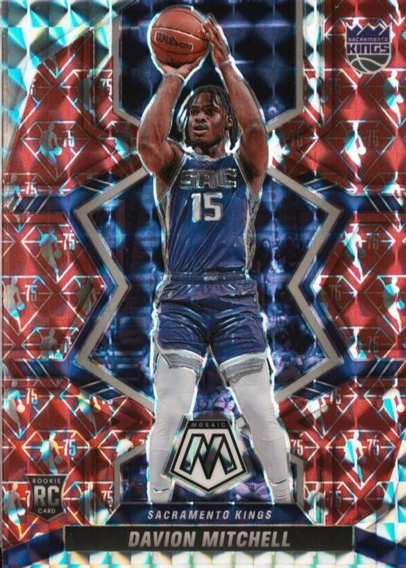 Davion Mitchell 2021 Mosaic #208 NBA 75th Anniversary Rookie RAW