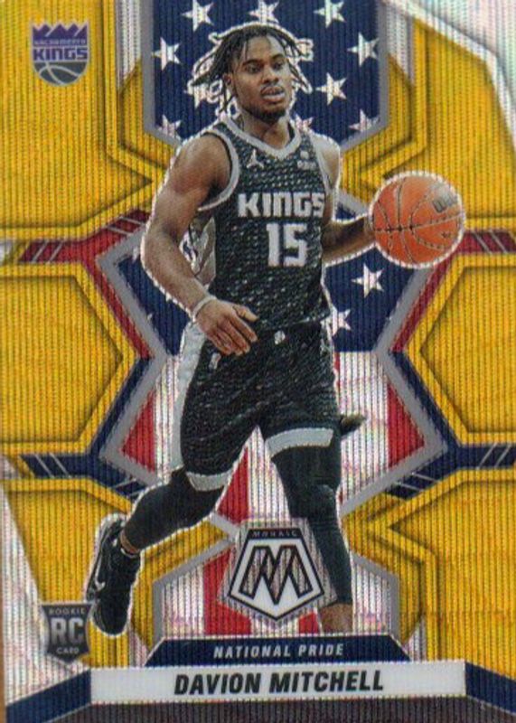 Davion Mitchell 2021 Mosaic #254 National Pride - Gold Wave Rookie PSA 10