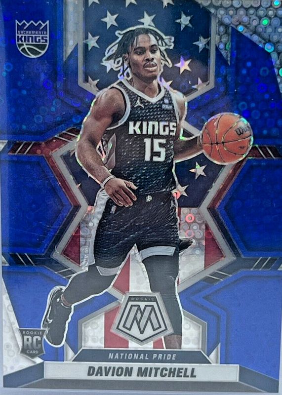 Davion Mitchell 2021 Mosaic #254 National Pride - Fast Break Blue /85 Rookie PSA 10