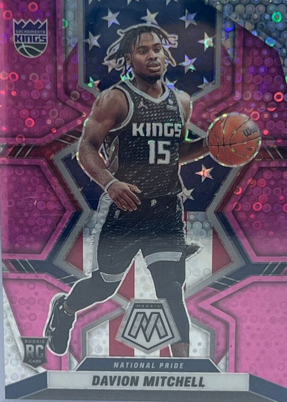 Davion Mitchell 2021 Mosaic #254 National Pride - Fast Break Pink /20 Rookie PSA 10