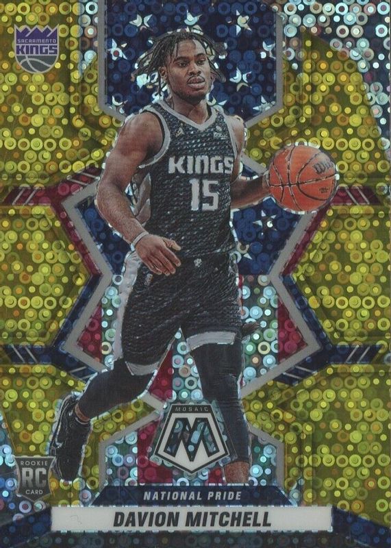 Davion Mitchell 2021 Mosaic #254 National Pride - Fast Break Gold /10 Rookie RAW