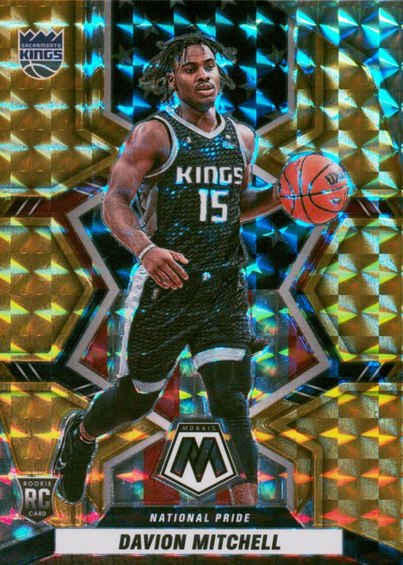 Davion Mitchell 2021 Mosaic #254 National Pride - Gold /10 Rookie RAW