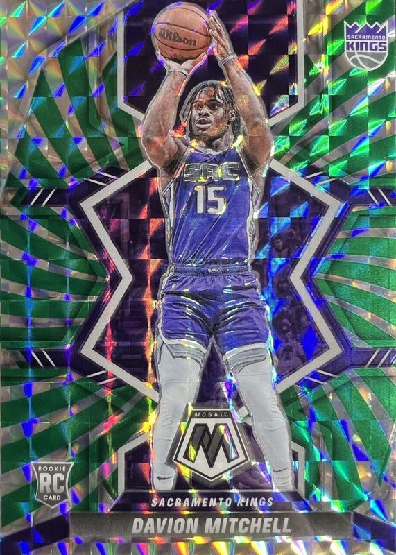 Davion Mitchell 2021 Mosaic #208 Green Swirl /10 Rookie RAW