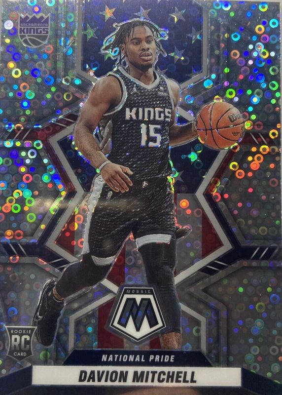 Davion Mitchell 2021 Mosaic #254 National Pride - White Sparkle /(SSP) Rookie RAW