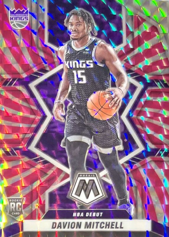 Davion Mitchell 2021 Mosaic #269 NBA Debut - Pink Swirl /11 Rookie RAW