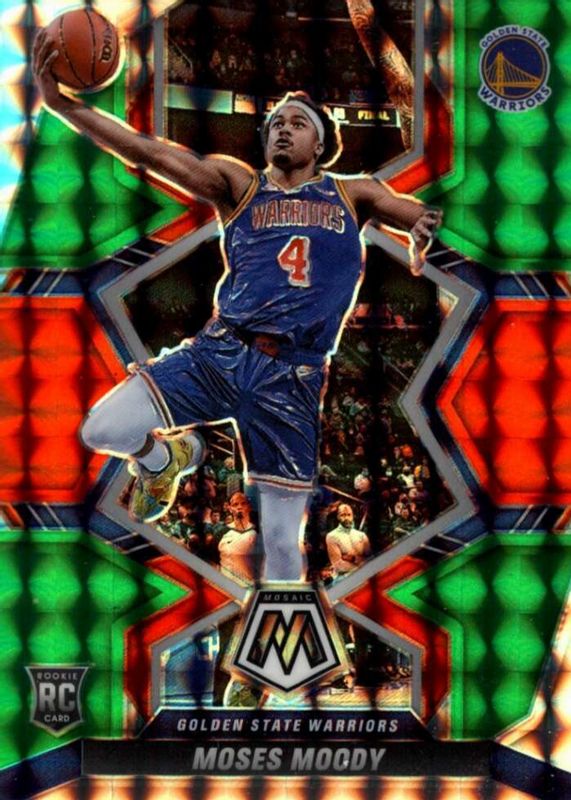 Moses Moody 2021 Mosaic #211 Choice Red & Green Rookie RAW