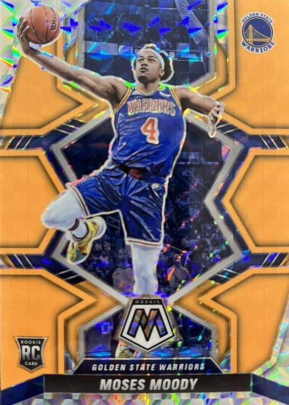 Moses Moody 2021 Mosaic #211 Orange Fluorescent /25 Rookie PSA 9