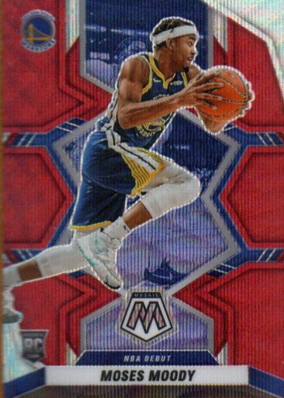 Moses Moody 2021 Mosaic #277 NBA Debut - Red Wave Rookie PSA 9