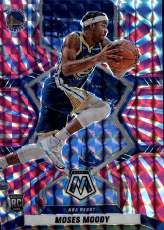 Moses Moody 2021 Mosaic #277 NBA Debut - Pink Swirl /11 Rookie RAW