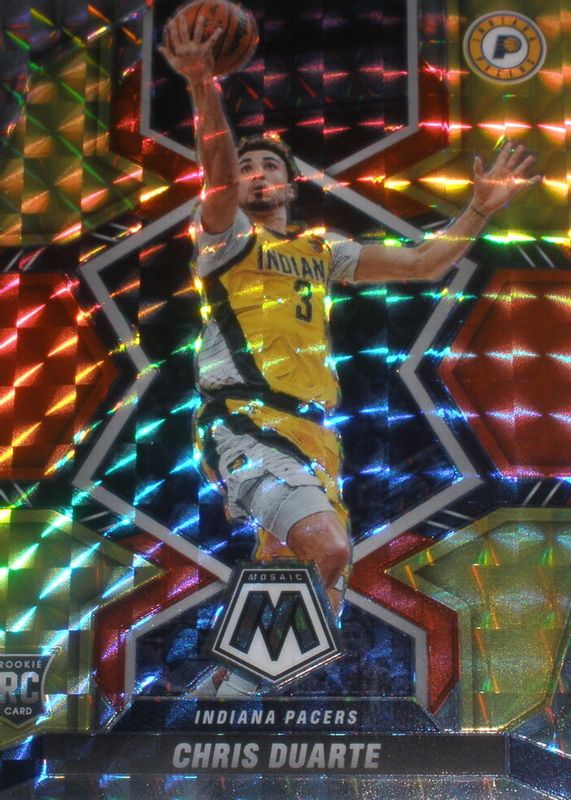 Chris Duarte 2021 Mosaic #217 Choice Fusion Red & Yellow /88 Rookie RAW