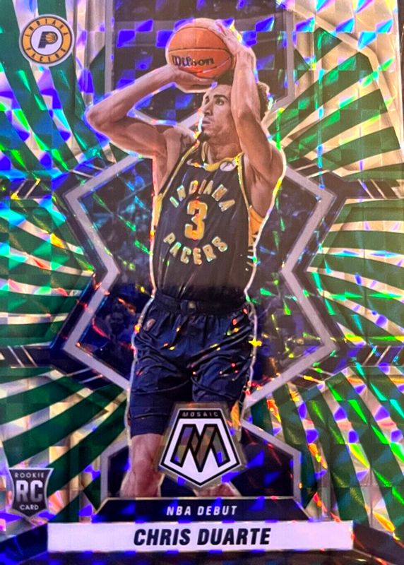 Chris Duarte 2021 Mosaic #270 NBA Debut - Green Swirl /10 Rookie RAW