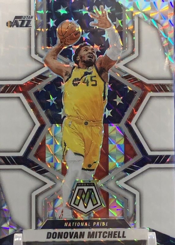 Donovan Mitchell 2021 Mosaic #253 National Pride - White /25 RAW