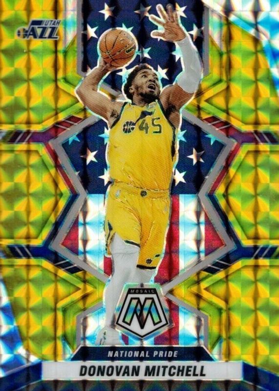 Donovan Mitchell 2021 Mosaic #253 National Pride - Gold /10 RAW