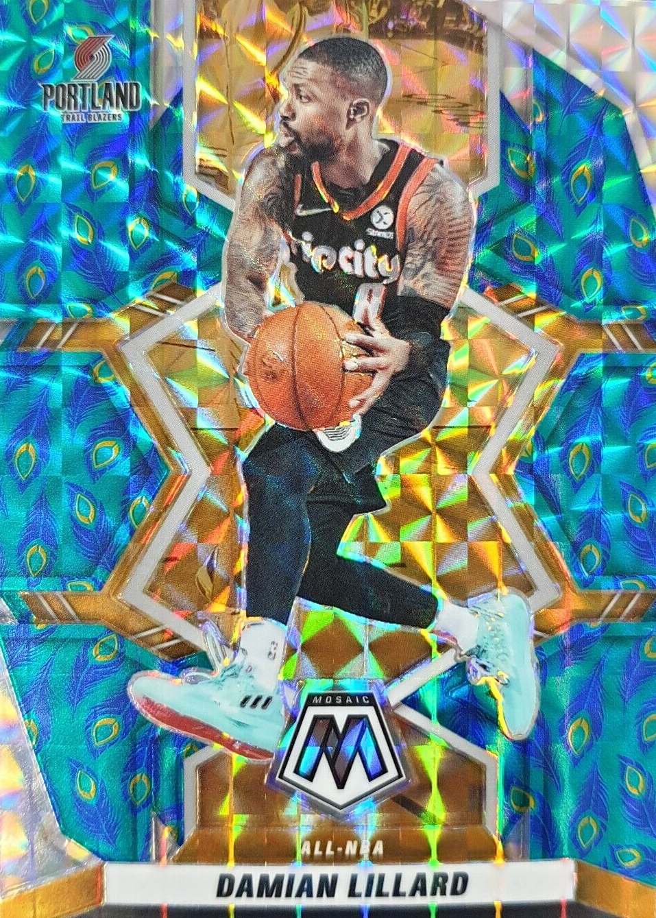 Damian Lillard 2021 Mosaic #287 All-NBA - Choice Peacock /(SSP