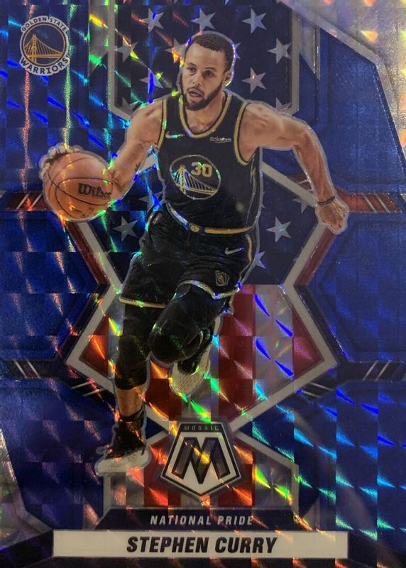 Stephen Curry 2021 Mosaic #247 National Pride - Blue /99 SGC 9