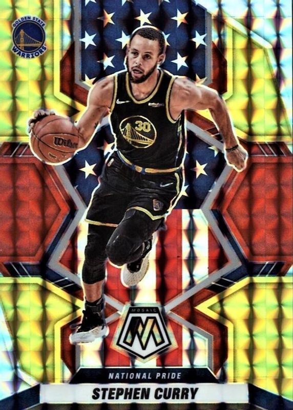 Stephen Curry 2021 Mosaic #247 National Pride - Choice Fusion Red & Yellow /88 SGC 9