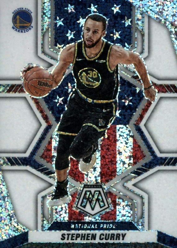 Stephen Curry 2021 Mosaic #247 National Pride - White Sparkle /(SSP) RAW