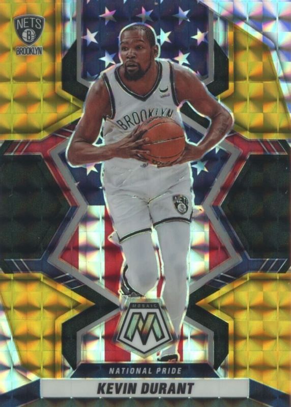 Kevin Durant 2021 Mosaic #248 National Pride - Choice Black Gold /8 PSA 10