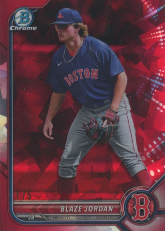 Blaze Jordan 2022 Bowman Chrome Sapphire Edition #BCP-243 Prospects - Red /5 SGC 10