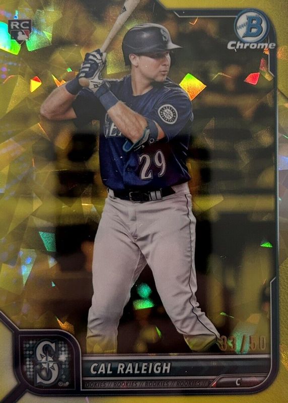 Cal Raleigh 2022 Bowman Chrome Sapphire Edition #51 Yellow /50 Rookie RAW