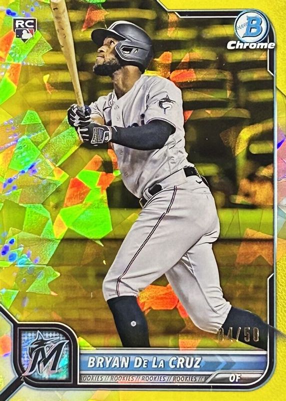 Bryan De La Cruz 2022 Bowman Chrome Sapphire Edition #52 Yellow /50 Rookie RAW