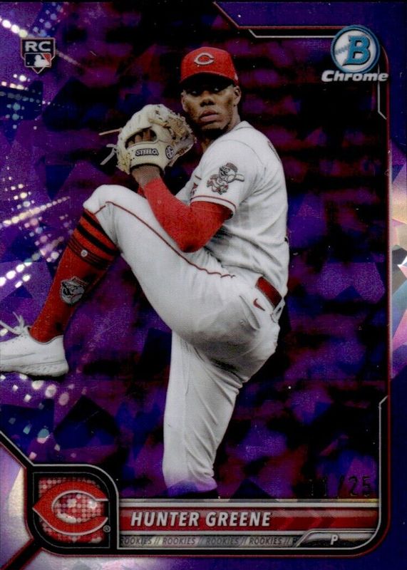 Hunter Greene 2022 Bowman Chrome Sapphire Edition #95 Purple /25 Rookie PSA 10