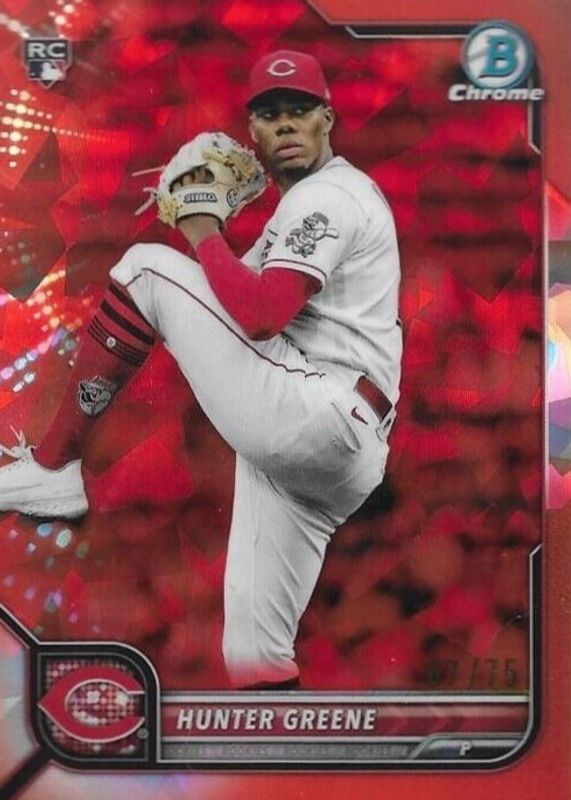 Hunter Greene 2022 Bowman Chrome Sapphire Edition #95 Orange /75 Rookie SGC 10