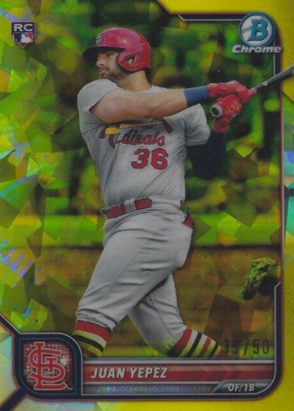 Juan Yepez 2022 Bowman Chrome Sapphire Edition #26 Yellow /50 Rookie SGC 9.5