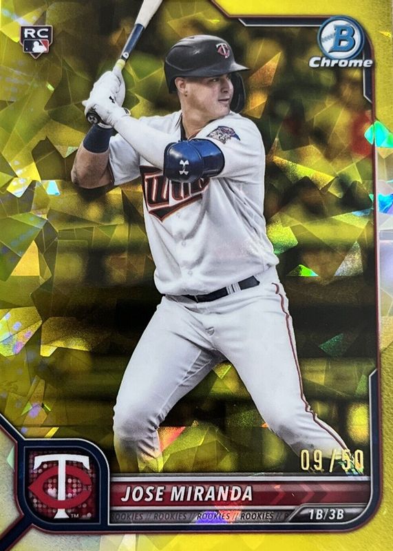 Jose Miranda 2022 Bowman Chrome Sapphire Edition #17 Yellow /50 Rookie RAW