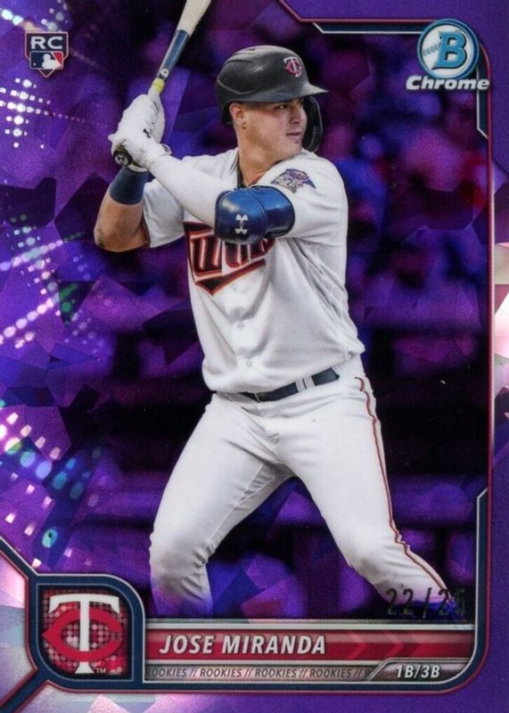 Jose Miranda 2022 Bowman Chrome Sapphire Edition #17 Purple /25 Rookie RAW