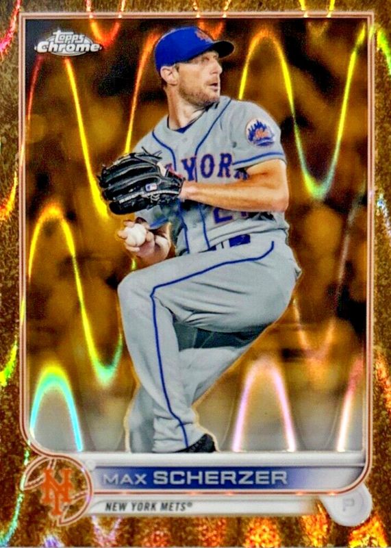 Max Scherzer 2022 Topps Gilded Collection #13 RayWave Gold Etch Refractor /25 PSA 10