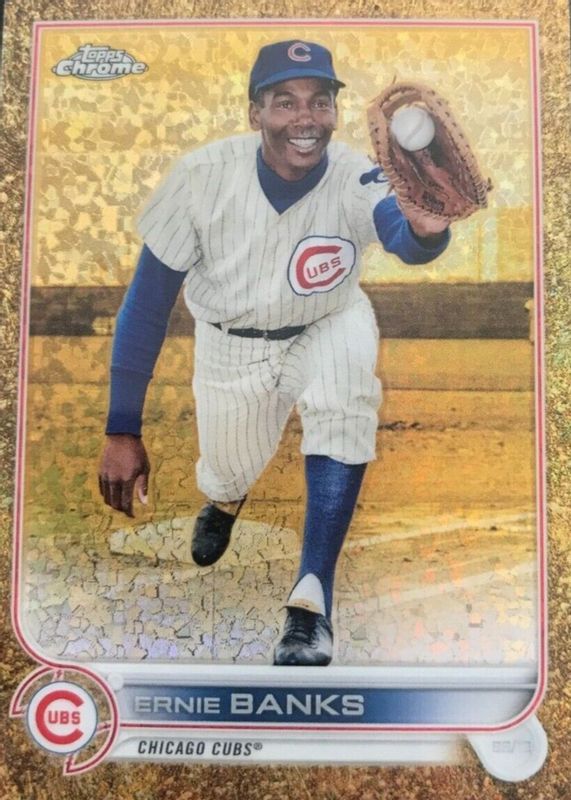 Ernie Banks 2022 Topps Gilded Collection #8 Mini-Diamond Gold Etch Refractor /50 PSA 9