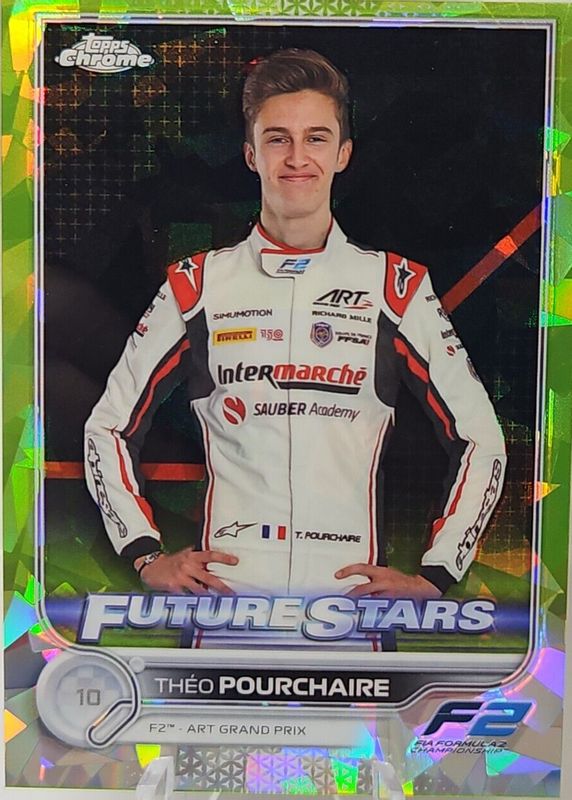 Theo Pourchaire 2022 Topps Chrome Formula 1 Sapphire Edition #86 Chartreuse /199 SGC 9.5