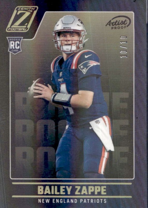 Bailey Zappe 2022 Zenith #129 Artist Proof Gold /10 Rookie RAW