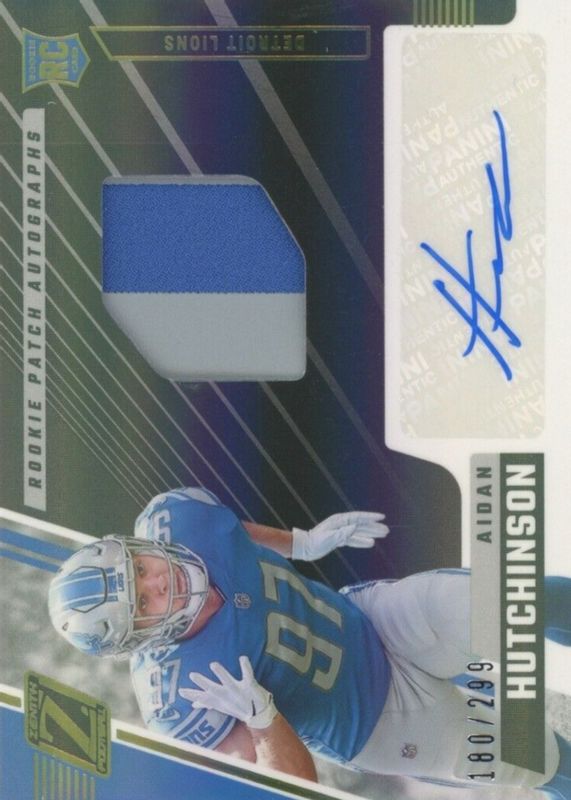 Aidan Hutchinson 2022 Zenith #213 Rookie Patch Auto /299 RAW