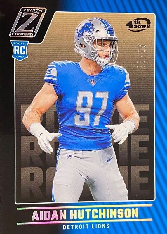 Aidan Hutchinson 2022 Zenith #113 4th Down /25 Rookie RAW