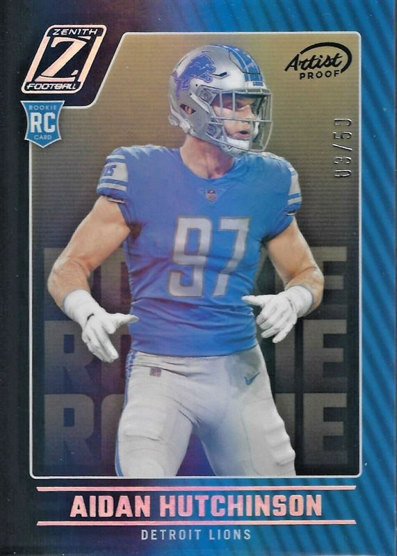Aidan Hutchinson 2022 Zenith #113 Artist Proof Silver /50 Rookie RAW