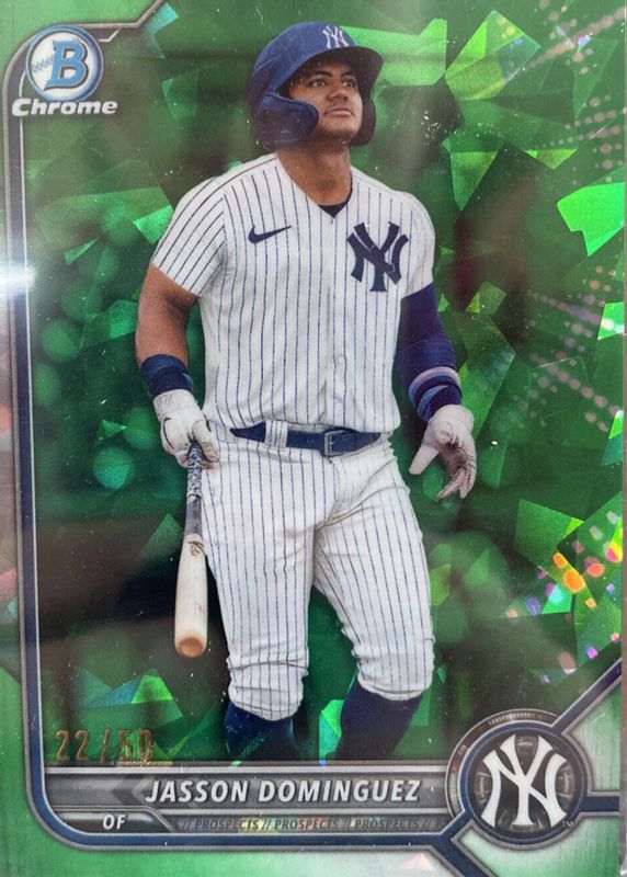 Jasson Dominguez 2022 Bowman Draft Sapphire Edition #BDC-75 Chrome - Green /50 SGC 9.5