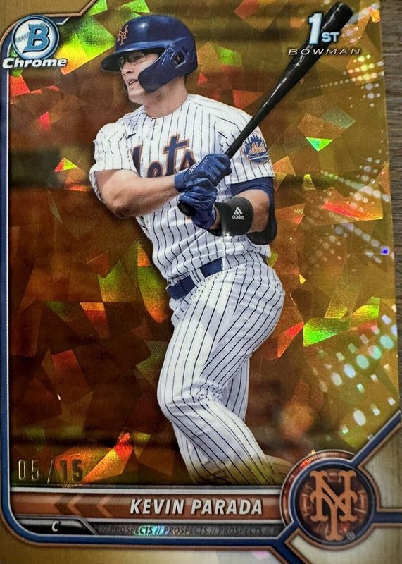 Kevin Parada 2022 Bowman Draft Sapphire Edition #BDC-47 Chrome - Gold /15 (1st) SGC 10