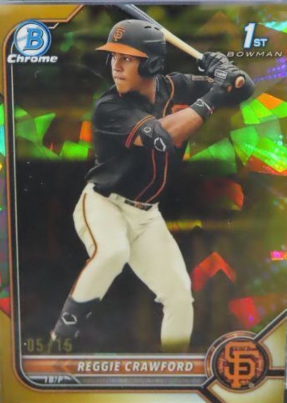 Reggie Crawford 2022 Bowman Draft Sapphire Edition #BDC-33 Chrome - Gold /15 (1st) RAW