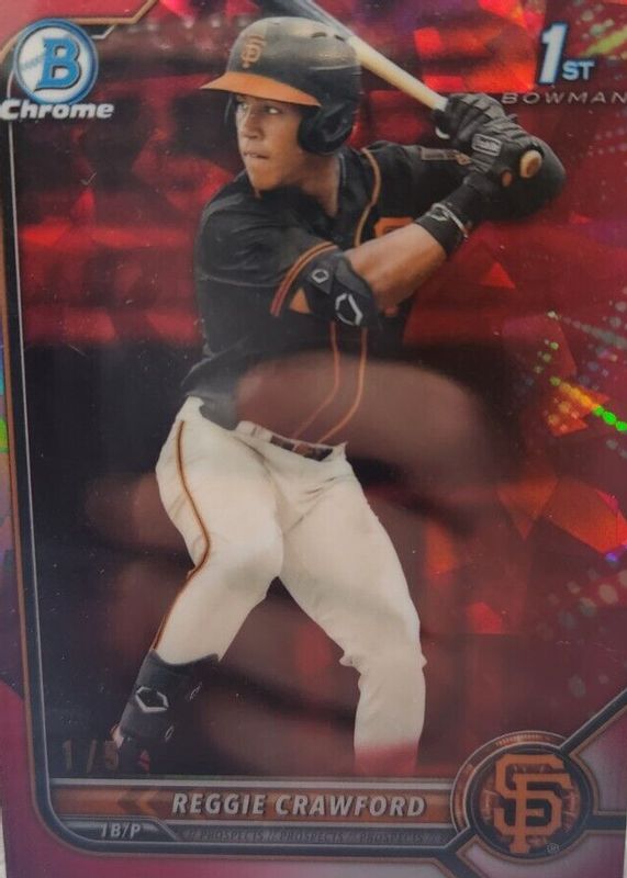 Reggie Crawford 2022 Bowman Draft Sapphire Edition #BDC-33 Chrome - Red /5 (1st) RAW