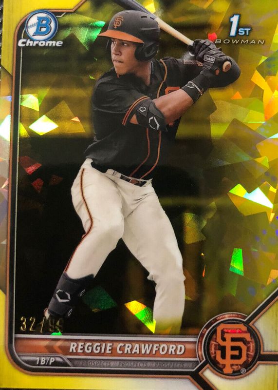 Reggie Crawford 2022 Bowman Draft Sapphire Edition #BDC-33 Chrome - Yellow /99 (1st) RAW