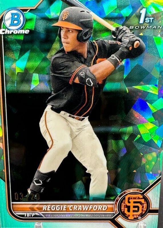Reggie Crawford 2022 Bowman Draft Sapphire Edition #BDC-33 Chrome - Aqua /20 (1st) RAW
