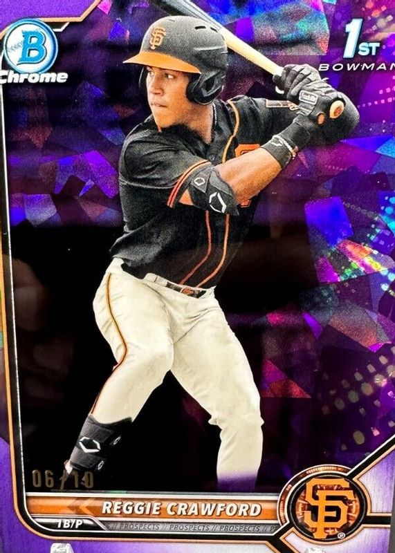 Reggie Crawford 2022 Bowman Draft Sapphire Edition #BDC-33 Chrome - Purple /10 (1st) RAW