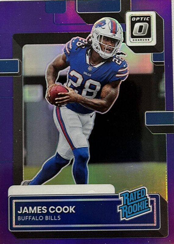 James Cook 2022 Donruss #P-315 Optic Preview - Purple /50 Rookie PSA 10