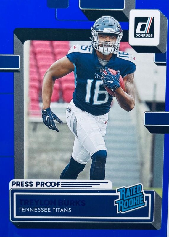 Treylon Burks 2022 Donruss #312 Press Proof Blue Rookie RAW