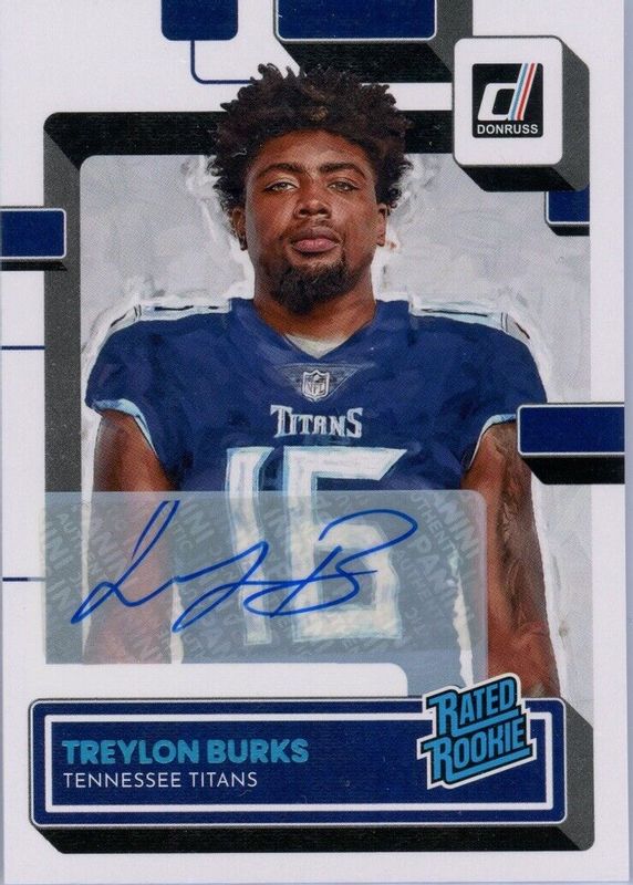 Treylon Burks 2022 Donruss #312 Rated Rookie Portrait Autographs /49 Rookie BGS 9