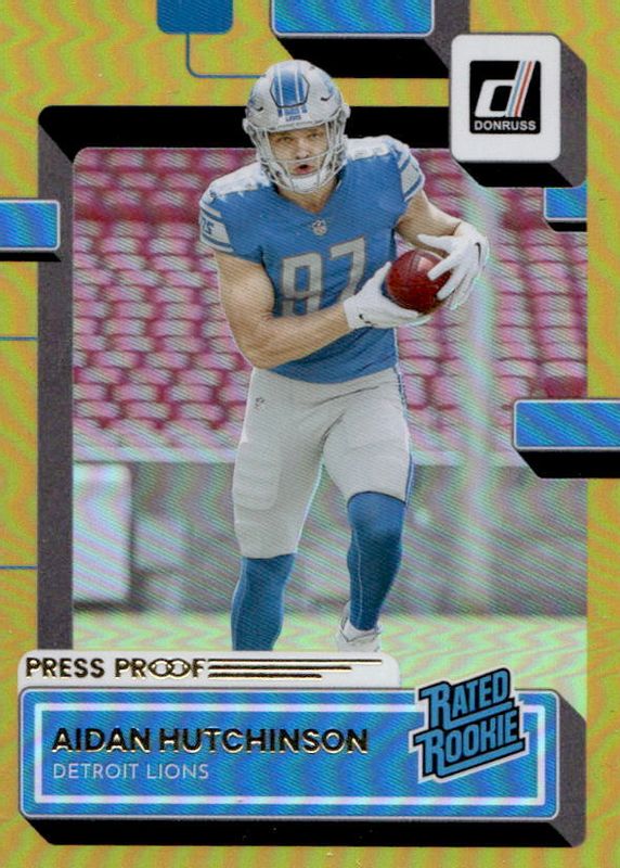 Aidan Hutchinson 2022 Donruss #313 Press Proof Yellow Rookie PSA 10