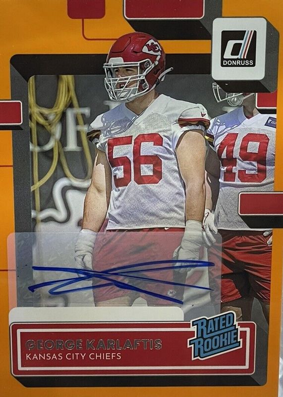George Karlaftis 2022 Donruss #361 Rated Rookie Autographs - Orange RAW